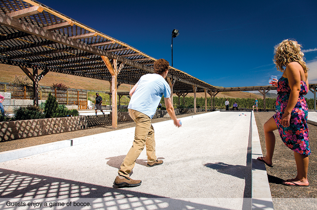 Guests enjoy a game of bocce.