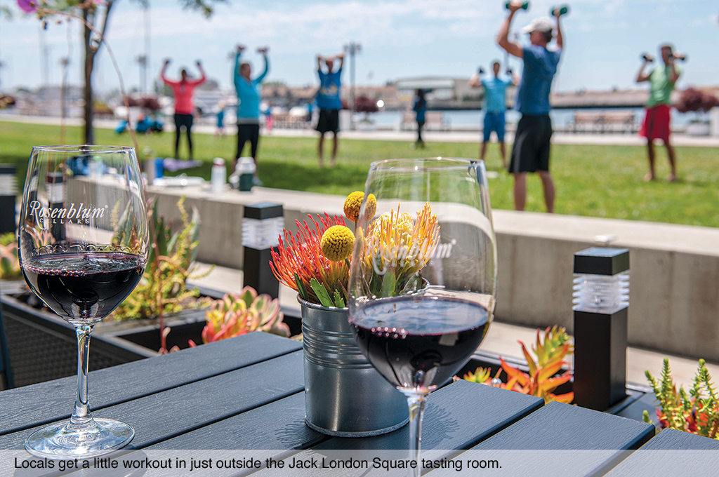 Locals get a little workout in just outside the Jack London Square tasting room.