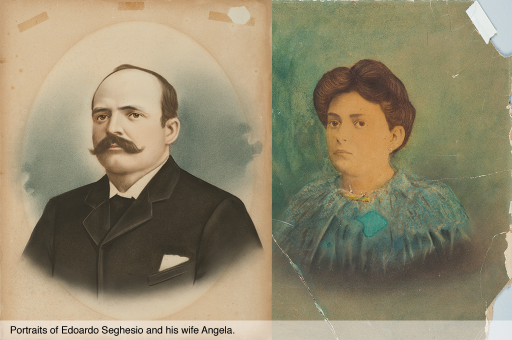 Portraits of Edoardo Seghesio and his wife Angela.