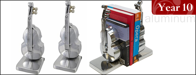 Violin Polished Aluminum Bookends