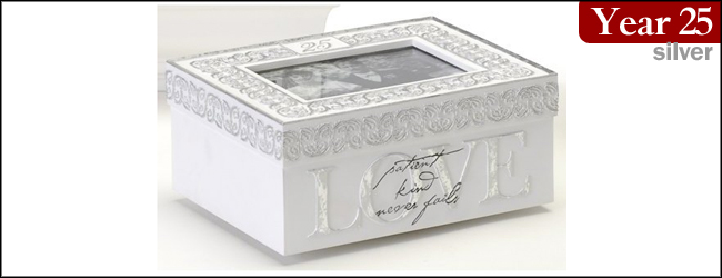 8" Wedding & Anniversary Romance 25 Silver Years Musical Keepsake Box