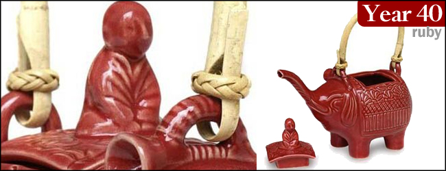 NOVICA Ceramic teapot, 'Buddha and the Ruby Elephant'