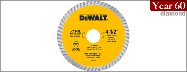 DEWALT DW4701 Industrial 4-1/2-Inch Dry or Wet Cutting Continuous Rim Diamond Saw Blade