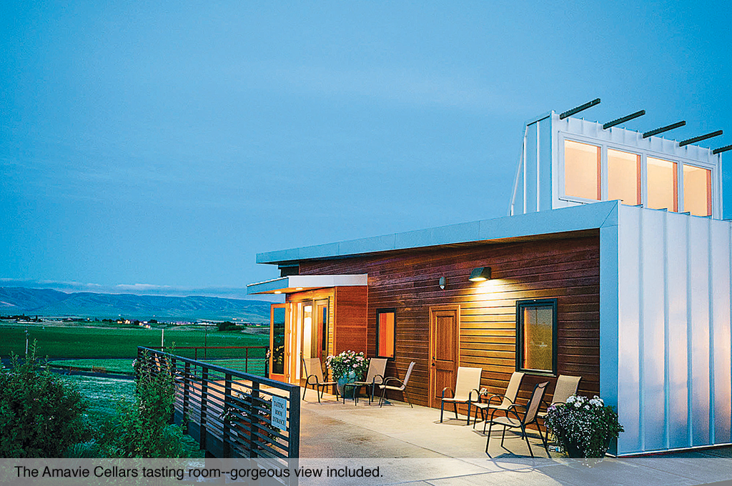 The Amavie Cellars tasting room--gorgeous view included.