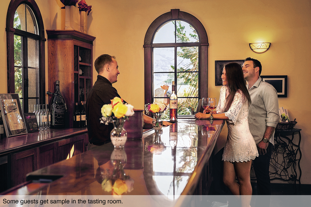 Some guests get sample in the tasting room.