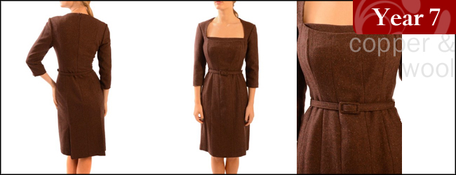 Badgley Mischka Belted Wool Dress