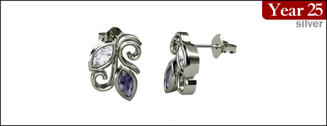 Vine Leaf Studs,Sterling Silver Earrings