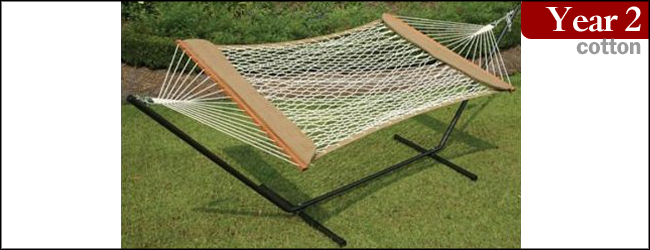 Castaway Hammocks Cotton Rope Hammock and Brown Stand